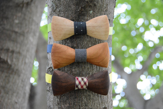 North American Wood Bow Tie Gift Set Trio